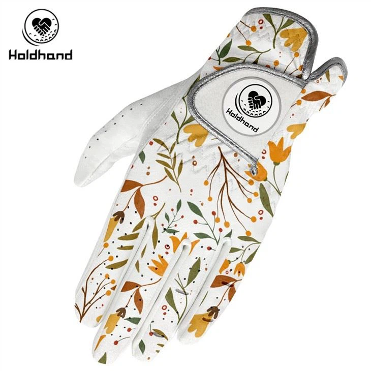 Manufacture 2022 New Flower Pattern High Quality PUleather Golf Gloves Custom Design