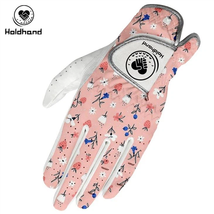 Ladies' Golf PU Leather Gloves With Red Love Print